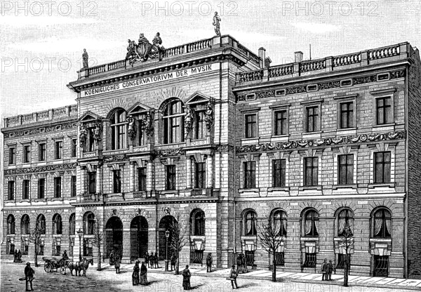 The Royal Conservatory of Music in Leipzig, Germany, 1890, Historical, digital reproduction of an original from the 19th century, Europe