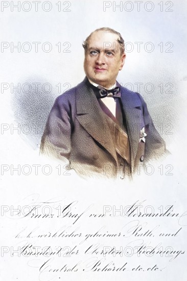 Franz Graf Mercandin (1802-1871), President of the Supreme Court of Auditors, Member of the House of Lords, Historical, digitally restored reproduction from a 19th century original, Record date not stated