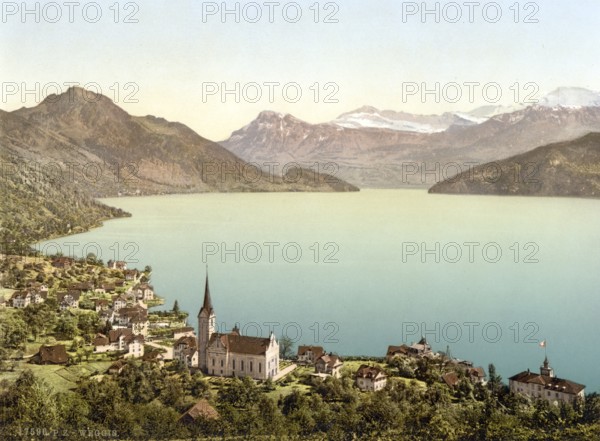 Weggis, Rigi, Switzerland, Historic, digitally restored reproduction from a 19th century original, Record date not stated, Europe