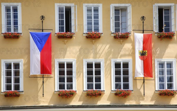 Town hall façade, on the market square of Cheb, Cheb, Egerland, Czech Republic, Czech Republic, Europe