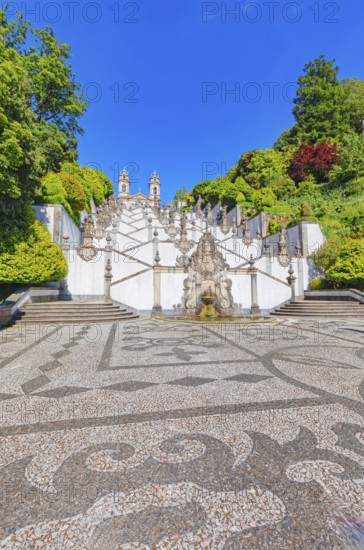 Monumental baroque stairway leading Bom Jesus do Monte church, Braga, Minho Province, Portugal, Europe