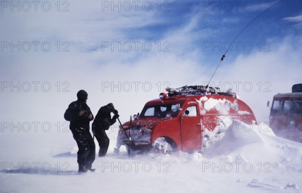 GUSI Bombardier B 12 snowmobile, Gudmundur Jonasson travel company Adventure Arctic Expedition to the frozen ice cap, Iceland, 1972, Europe