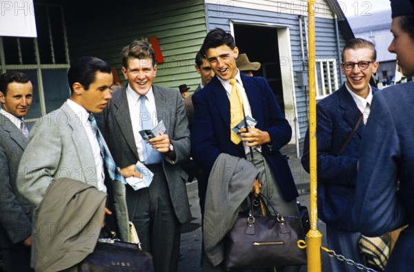 Expedition of the Melbourne Grammar School to Queensland, Australia, 1956 Boys at Brisbane Airport for the return flight, Oceania