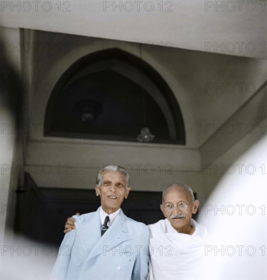 Mahatma Gandhi meeting Muhammad Ali Jinnah, Mumbai, Maharashtra, India, Asia, September 9, 1944, Asia