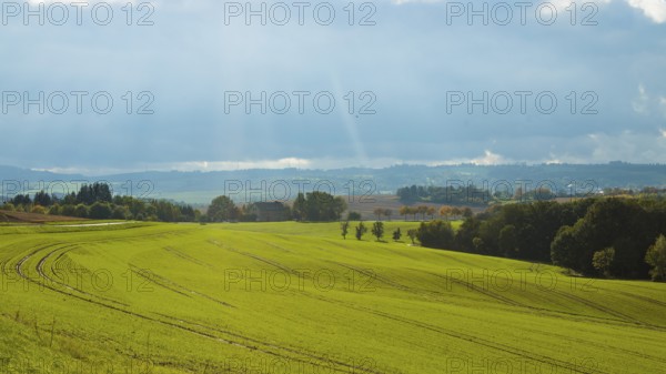 Autumnal field landscape near Possendorf in the Eastern Ore Mountains