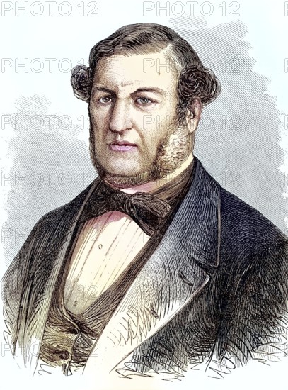 Salustiano de Olózaga y Armandoz (8 June 1805 - 26 September 1873) was a Spanish writer, politician and Prime Minister of Spain, Historical, digitally restored reproduction of a 19th century original