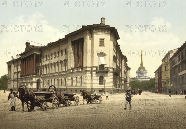 Admiralty and War Ministry, St. Petersburg, Russia, c. 1890, Historic, digitally enhanced reproduction of a photochrome print from 1895, Europe