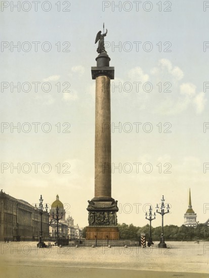 Alexander's Column, St. Petersburg, Russia, c. 1890, Historic, digitally enhanced reproduction of a photochrome print from 1895, Europe