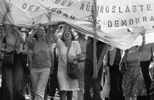 More than 40, 000 students from all parts of the Federal Republic of Germany demonstrated for more education funding (Bafoeg) and their concerns in Dortmund, Germany, on 12 June 1975, Europe