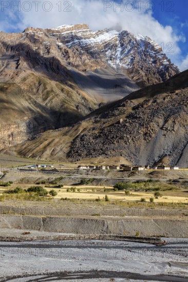 Village in Himalayas in Spiti Valley, Himachal Pradesh, India, Asia