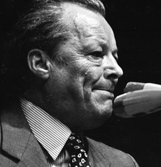 An election rally of the Social Democratic Party of Germany (SPD) on 23.4.1975 in the Westfalenhalle in Dortmund.... Willy Brandt, Germany, Europe