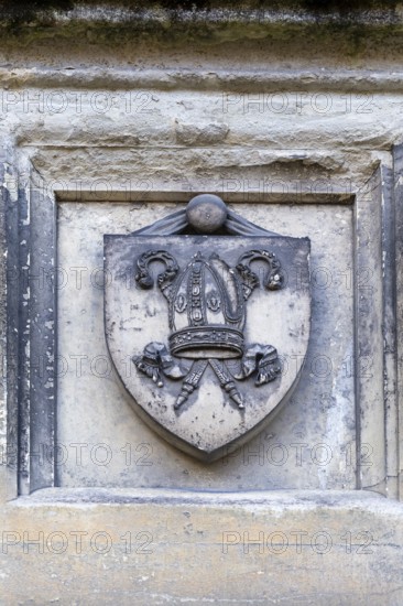 Coat of arms on a wall, Winchester, Hampshire, England, Great Britain