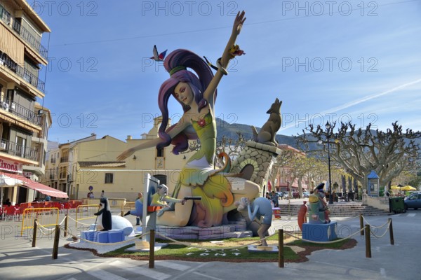 Falla papier-mâché figures at the Las Fallas Spring Festival, Pego, Province of Alicante, Spain, Europe