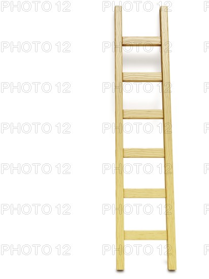 Wooden ladder near white wall. 3D render illustration