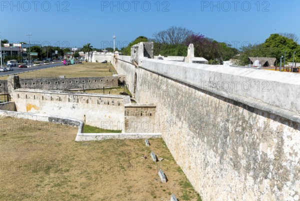 Fortifications Spanish military architecture of city walls, Campeche city, Campeche State, Mexico, Central America