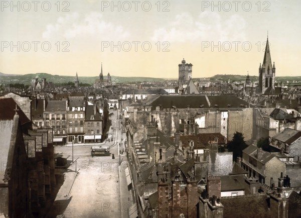 General view, Dijon, France, c. 1890, Historic, digitally enhanced reproduction of a photochrome print from 1895, Europe