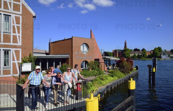 Europe, Germany, Mecklenburg-Western Pomerania, island town of Malchow, Lake Malchow, at the swing bridge, Malchow, Mecklenburg-Western Pomerania, Germany, Europe