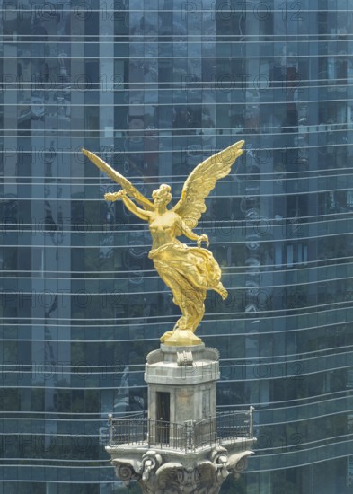 Mexico City tourist attraction Angel of Independence column near financial center and El Zocalo