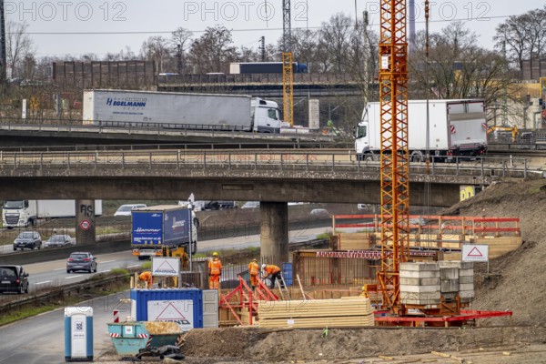 Duisburg-Kaiserberg motorway junction, complete reconstruction and new construction of the A3 and A40 junction, all bridges, ramps, carriageways are being renewed and partly widened, 8 years construction time, railway bridges running there are also being renewed, North Rhine-Westphalia, Germany, Europe