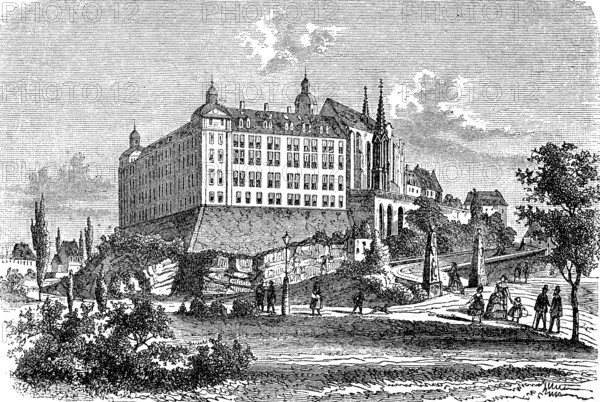 The castle in Altenburg, Saxony, Germany, in 1882, Historical, digital reproduction of an original from the 19th century, Europe