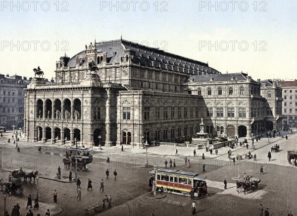 The Opera House in Vienna, Austria, Historical, digitally restored reproduction from a 19th century original, Record date not stated, Europe