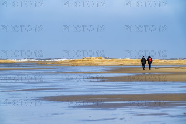 Wadden Sea, beach in the west of Borkum, island, East Frisia, winter, season, autumn, Lower Saxony, Germany, Europe