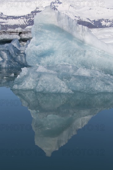 Icebergs on the Joekulsarlon glacial lake or lagoon