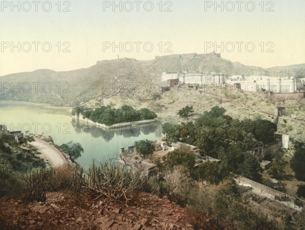 Jeypore, Jaipur. Amber Castle, India, digitally restored reproduction from a 19th century original, record date not stated, India, digitally restored reproduction from a 19th century original, record date not stated, Asia