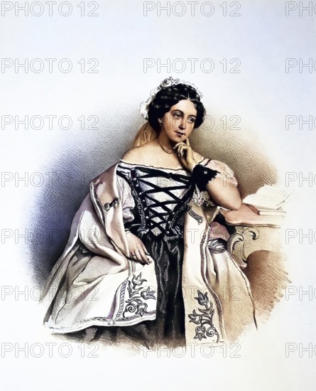 Leocadia Anastasia Constantina, née Lichnowska, (born 2 May 1816 died Vienna 19 September 1873), Countess of Hedervar and Loos, Historical, digitally restored reproduction from a 19th century original, Record date not stated