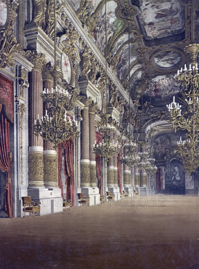 Paris, Foyer de L'Opera, France, c. 1890, Historic, digitally restored reproduction from a 19th century original, Europe