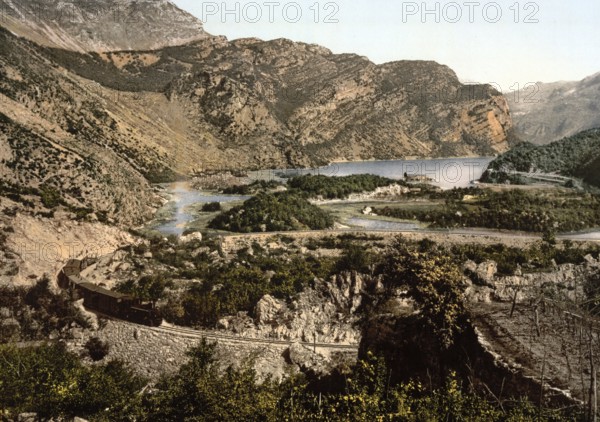 Lago di Loppio, Lake Garda, Italy, Historical, digitally restored reproduction from a 19th century original, 1880, Record date not stated, Europe