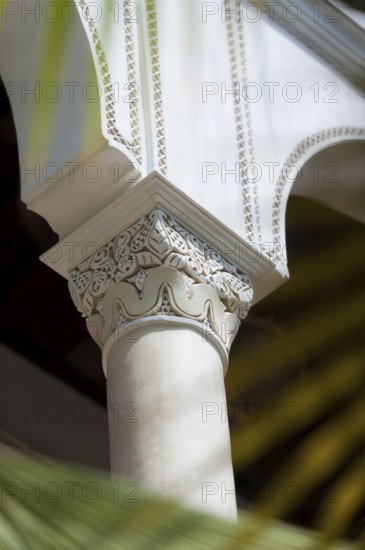 Columns in Riad, Column, traditional, decorated, ornament, decoration, art, construction, building, house, architecture, oriental, arabic, orient, Marrakech, Morocco, Africa