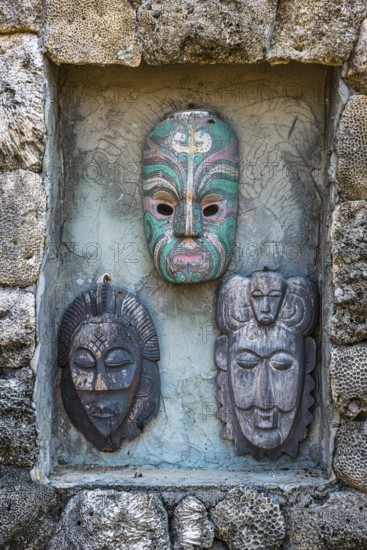 Balinese wooden masks, face, sculpture, idol, icon, grimace, design, culture, carving, painted, interior, souvenir, effigy, sculpture, Hindu, Hinduism, tradition, deterrence, warrior, craft, craftsmanship, handmade, travel, tourism, long-distance travel, Asian, decoration, art, Bali, Indonesia, Asia