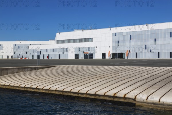 Newly built modern architectural style cruise ship terminal building at port of Zadar, Croatia, Europe