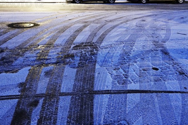 Slippery roads, winter, Germany, Europe