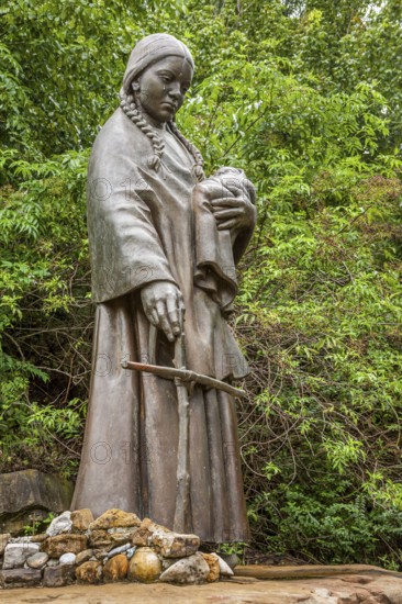 Statue in Tuscumbia, Alabama, USA called Sacred Tears, The Exit to the West by Branko Medenica reflects the Native Americans' forced march west