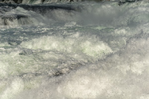 Detail, Rhine Falls seen from Schloss Laufen, water drops, waterfall, rapids, spray, Canton Zurich, on Neuhausen, Switzerland, Europe