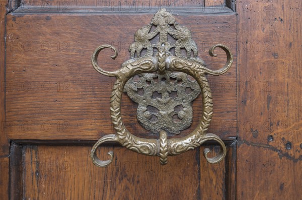 Historic door knocker from the 16th century, Bavaria, Germany, Europe