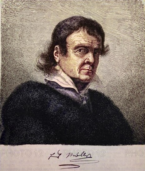 Johannes Friedrich Müller, called Maler Müller or Teufelsmülle, 13 January 1749, 23 April 1825, was a German-Roman painter, engraver and poet of the Sturm und Drang, digital reproduction of an original from the 19th century