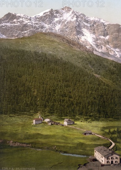 St. Gertraud in Tyrol, Ulten, formerly Austria-Hungary, today South Tyrol, Italy, Historical, digitally restored reproduction from a 19th century original, Record date not stated, Europe