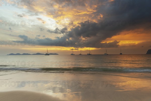 Sunset at Charlie Beach, Koh Mook Island, Andaman Sea, Thailand, Southeast Asia, Asia