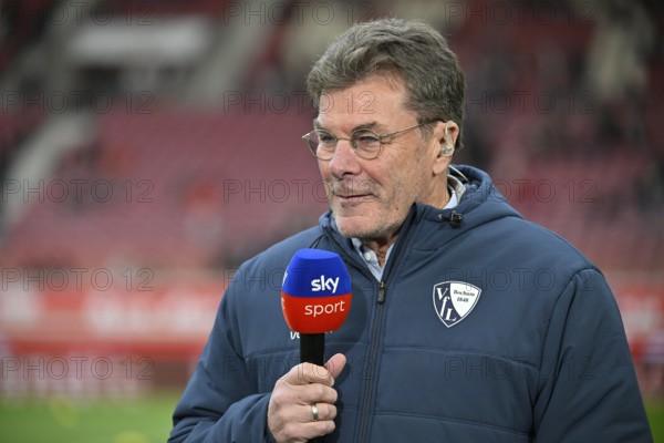 Coach Dieter Hecking VfL Bochum BOC, portrait, interview, microphone, mike, logo, SKY, smiles, MHPArena, MHP Arena Stuttgart, Baden-Württemberg, Germany, Europe