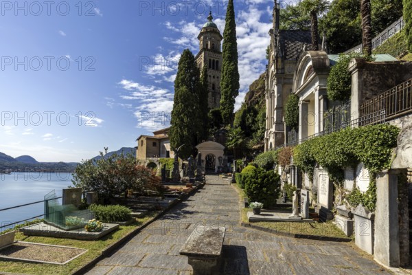 Cemetery, Monumental cemetery, Morcote, Lake Lugano, Lago di Lugano, Canton Ticino, Switzerland, Europe