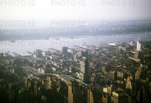 View to the north-west of the Hudson River and New Jersey, Manhattan, New York, USA 1964