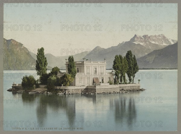 Geneva, Switzerland. Clarens Island and the Dent du Midi, digitally restored reproduction from a 19th century original, record date not stated, Geneva, Switzerland. Clarens Island and the Dent du Midi, digitally restored reproduction from a 19th century original, record date not stated