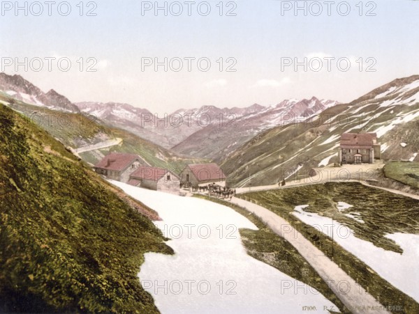 Furka Pass, Bernese Oberland, Switzerland, Historic, digitally restored reproduction from a 19th century original, Record date not stated, Furka Pass, Bernese Oberland, Switzerland, Historic, digitally restored reproduction from a 19th century original, Record date not stated, Europe