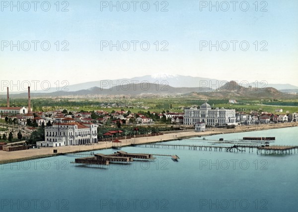 General view of Phalere, Phalerum or Phaleron, Greece, 1890, Historic, digitally restored reproduction from a 19th century original General view of Phalere, Phalerum or Phaleron, Greece, Historic, digitally restored reproduction from a 19th century original, Europe