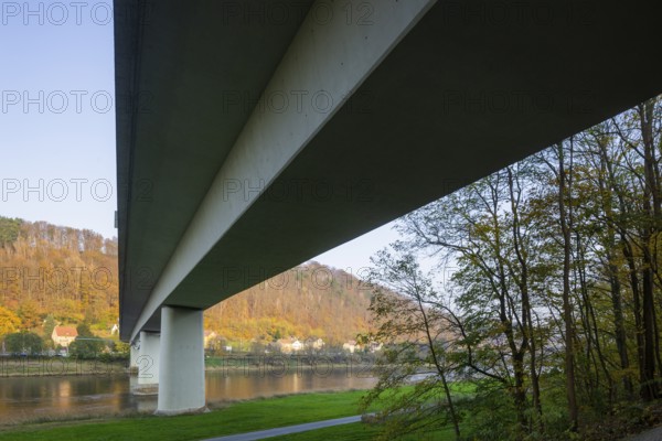 The Elbe bridge in Bad Schandau (B 172) is closed to all traffic with immediate effect. This measure follows a recent special inspection and the resulting inspection report. The bridge must be closed immediately due to longitudinal cracks in the lower span and the associated risk to its load-bearing capacity. The bridge will remain fully closed to all traffic until further notice, but at least until the end of 2024., Elbe bridge in Bad Schandau, Bad Schandau, Saxony, Germany, Europe