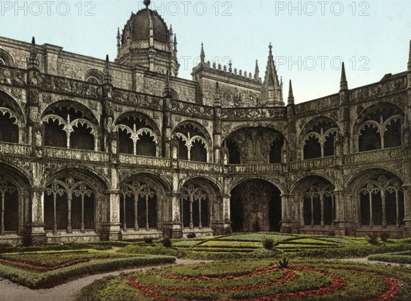 Hieronymos Monastery in Belem, Lisboa, Lisbon, Portugal, 1890, Historical, digitally restored reproduction from a 19th century original, Record date not stated, Europe