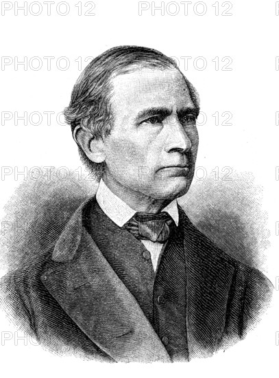 Johann Gottfried Galle, 9 June 1812 - 10 July 1910, was a German astronomer, climatologist and university lecturer. He was involved in the discovery of the planet Neptune, Historical, digital reproduction of an original from the 19th century